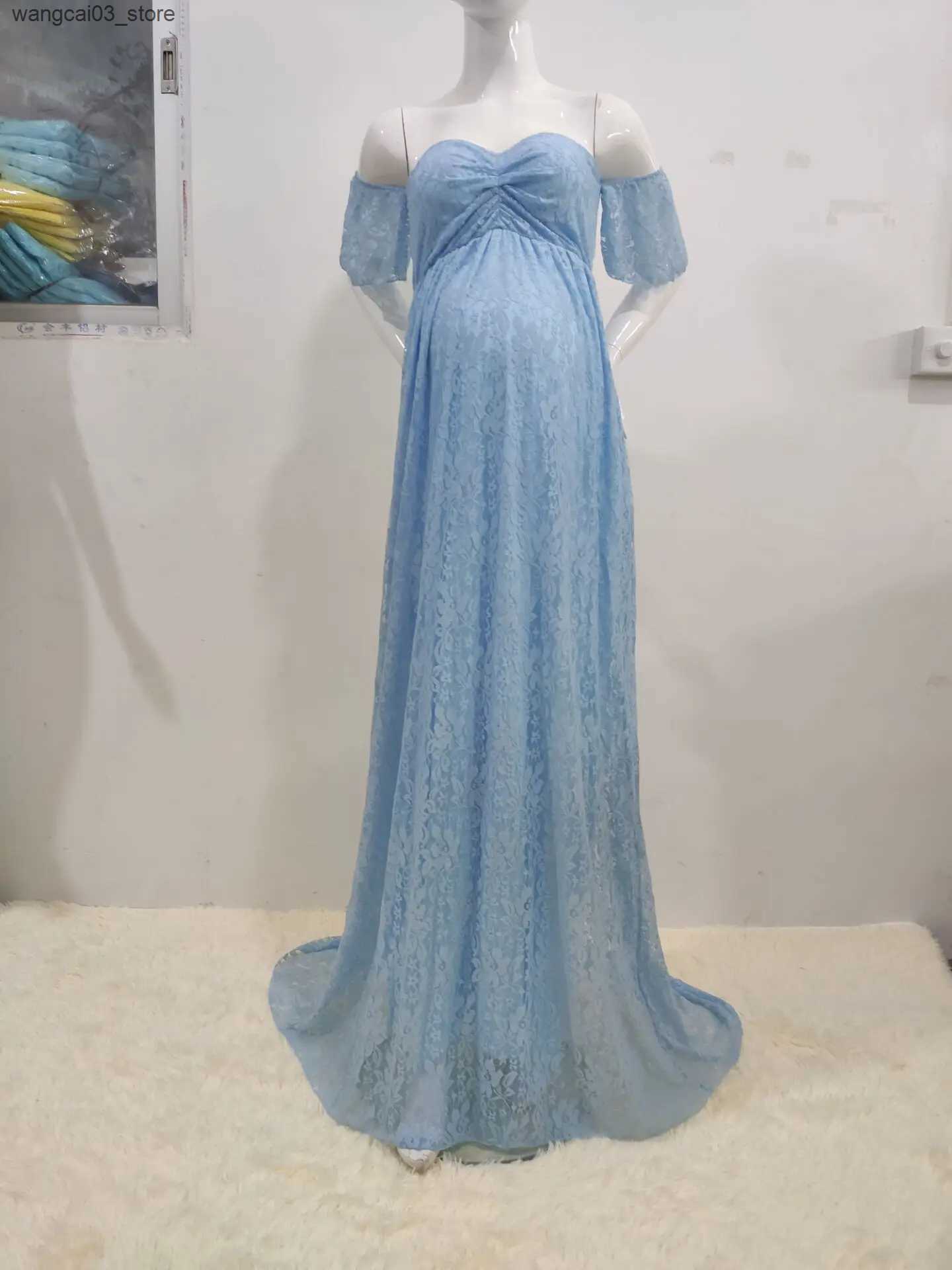 Maternity Dresses Maternity Wedding Dress Sexy Lace Photography Props Pregnancy Woman Photo Shoot Pregnant Baby Shower Clothes Cotton Maxi Gown L24091