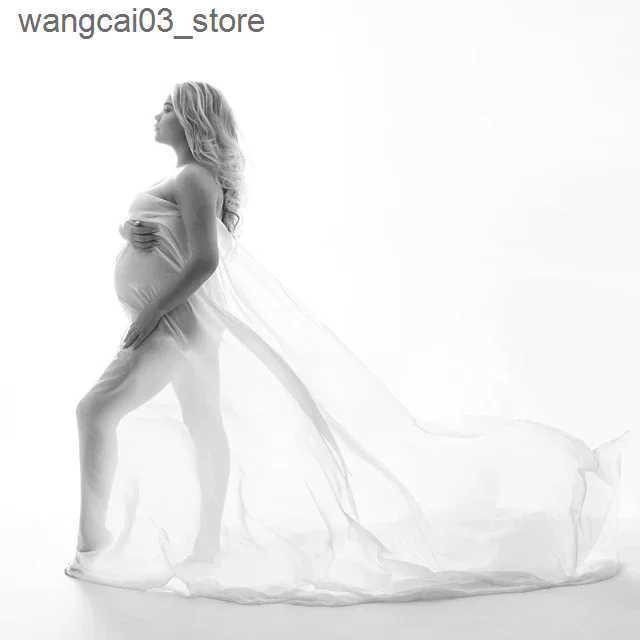Maternity Dresses Soft Chiffon Fabric Maternity Photography Props Dress Studio Shooting Accessories Transparent Tulle Simple Modeling Fabric L240910 L