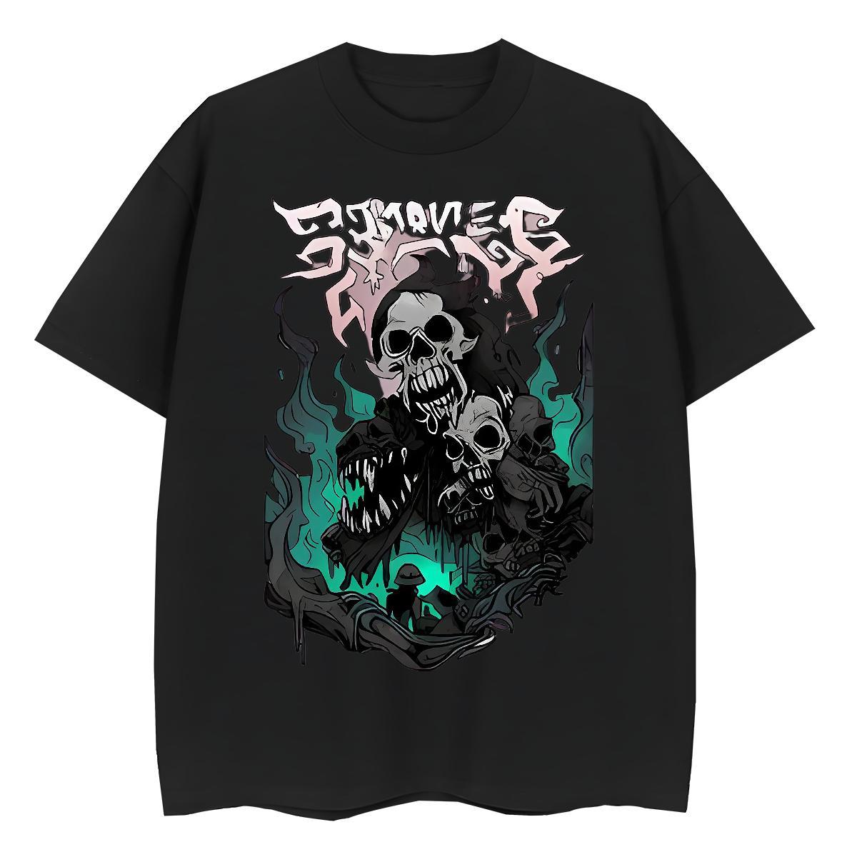 Casual New Womens T Shirts 230g Pure Cotton Breathable Crew Neck High Street Hip Hop skull Woman Tshirt Designer Nice Customized Print Top Shirts