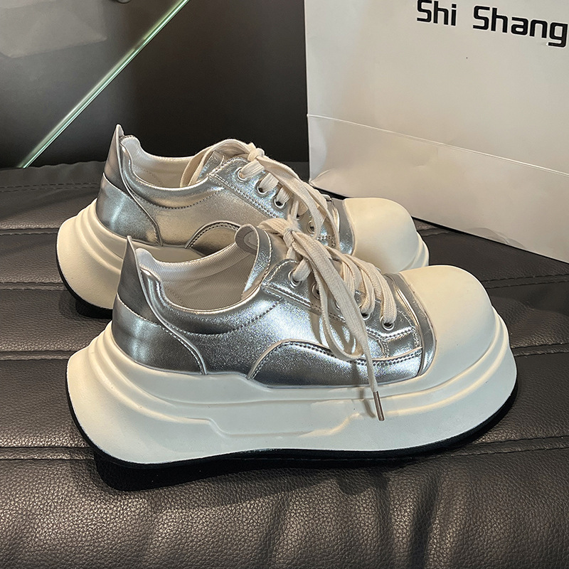 Versatile and niche design sense, white shoes for women in summer 2024, new casual and comfortable, thick sole, height increasing, bread single shoes,