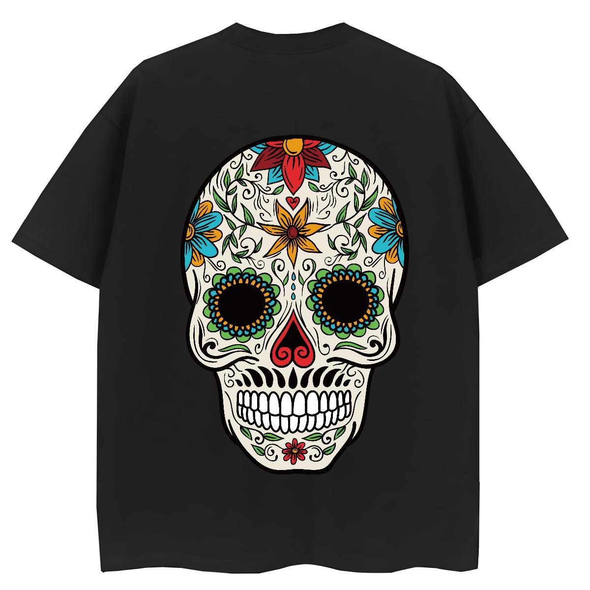 Custom T Shirts Women 100% Cotton 230g O-Neck Short Sleeve Street skull Unisex Tshirts Comfortable Customized Print Top Tees
