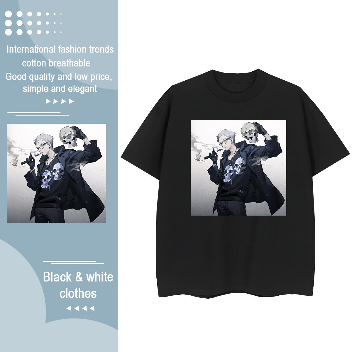 New T-Shirts for Women 230g Pure Cotton Breathable Soft Summer Casual skull Woman Tshirt Lady Customized Print Clothes Shirt