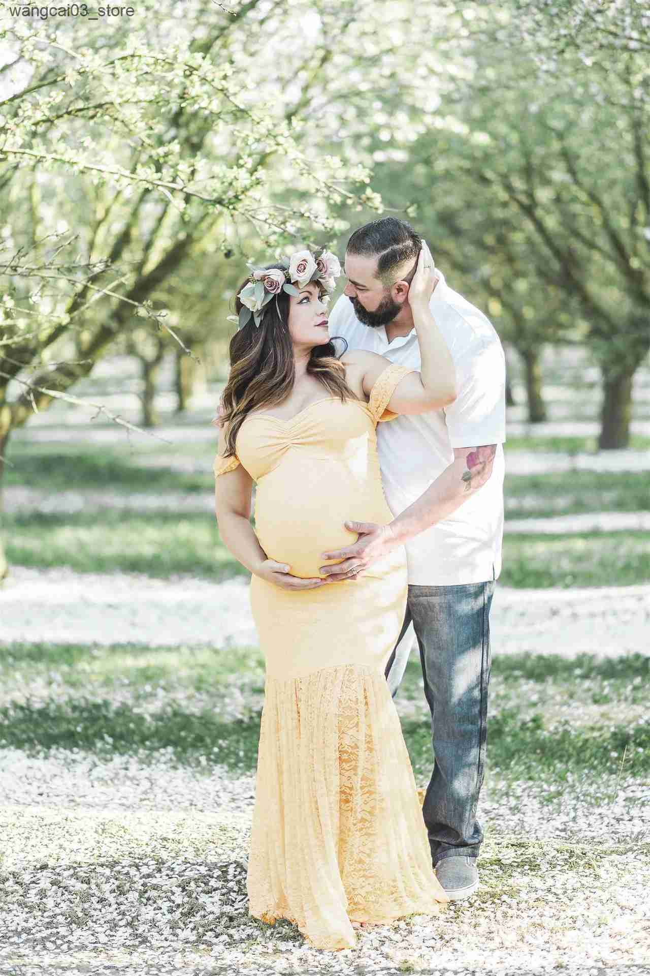Maternity Dresses Women Off Shoulder Pregnants Sexy Photography Props Nursing Long Maxi Dress Vestido Gestante Embarazada Para Fotografia L240910