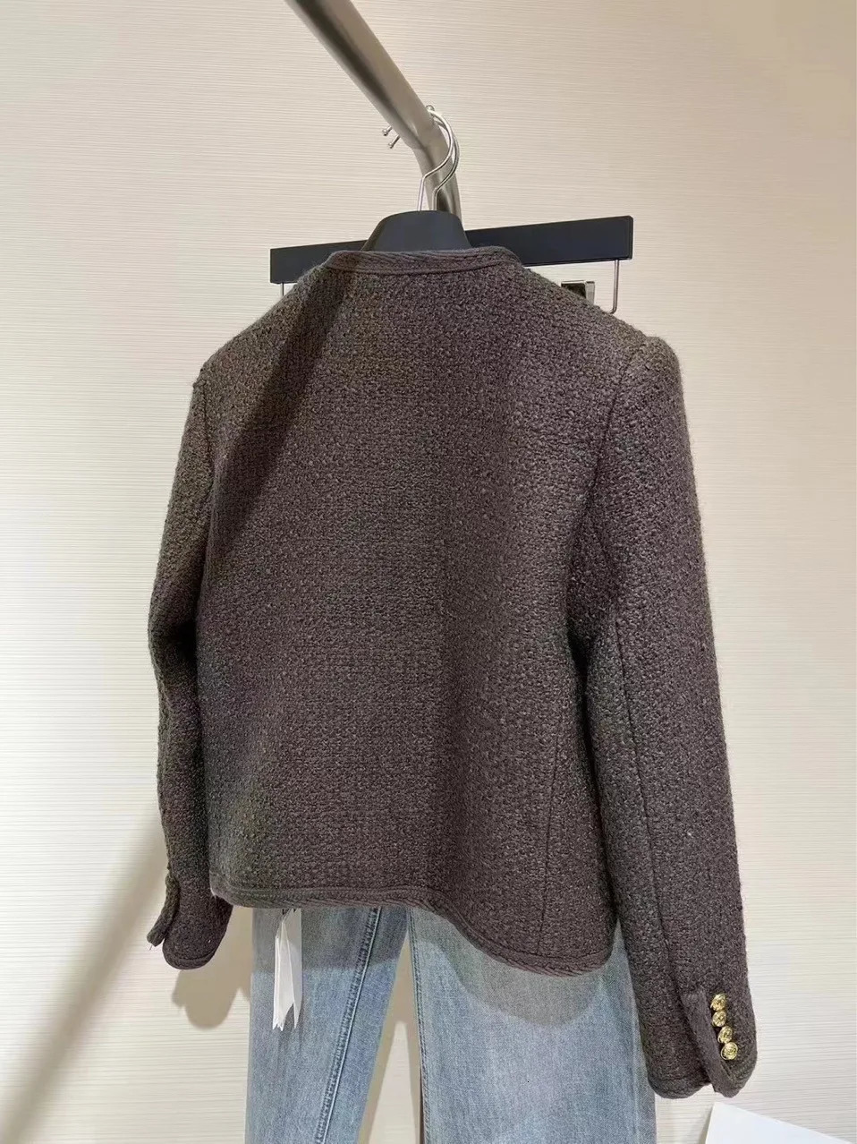 Basic classic wool coarse woolen womens casual top jacket 240930