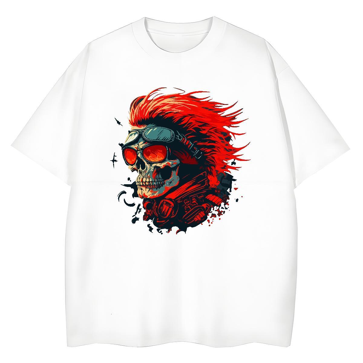 2024 DIY T Shirts Women 230g Pure Cotton Crew Neck Daily Outfit skull Womens Tshirts Unisex DIY Printed Tops