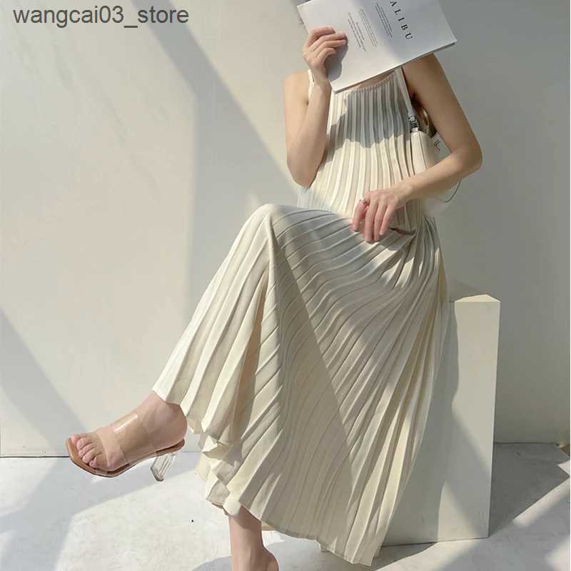 Maternity Dresses Maternity Dresses Chiffon Pleated Long Pregnancy Dress Casual Loose Maternity Clothes For Pregnant Women Fashion 2024 Plus Size L240