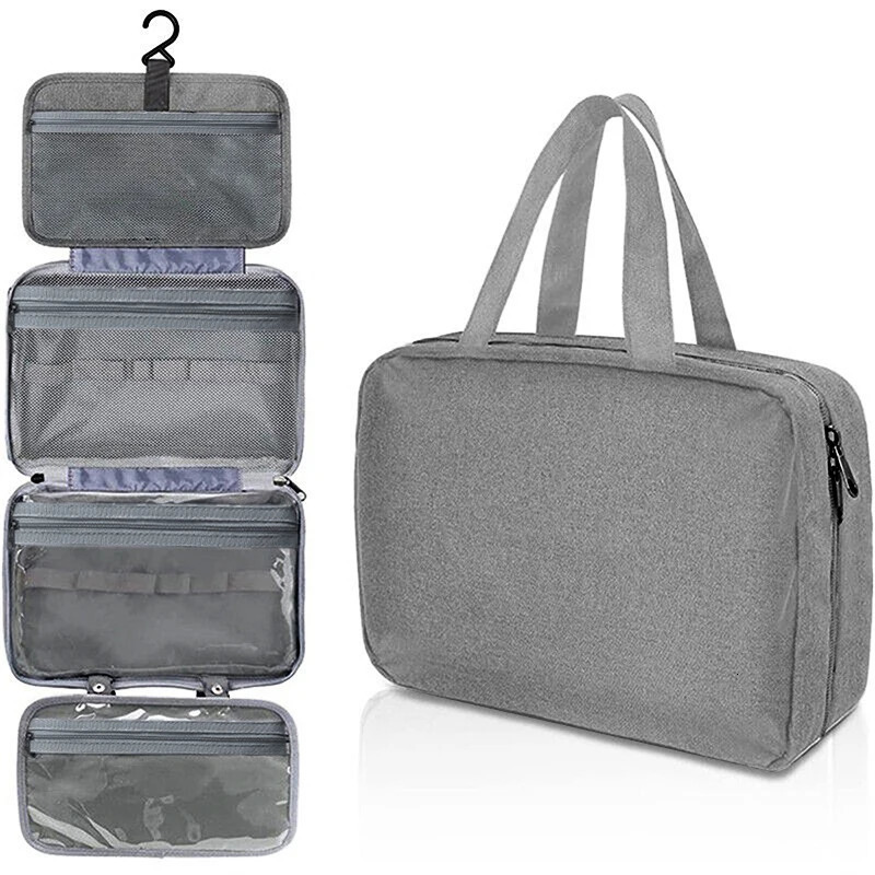 Travel clothes hanger toilet bag waterproof cosmetics storage bag bathroom beauty washing bag accessories towel bag wet dry separation bag 241008
