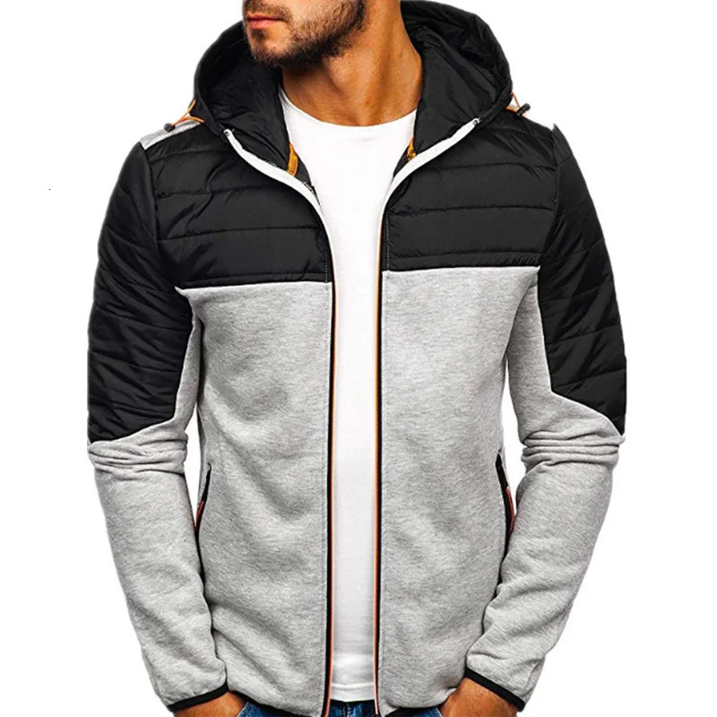 Mens Hoodies SpringAutumn Casual LongSleeve Zip Up Hoodie Men Sweatshirt Patchwork Hooded Sweatshirts Streetwear Hoody Cardigan 241011