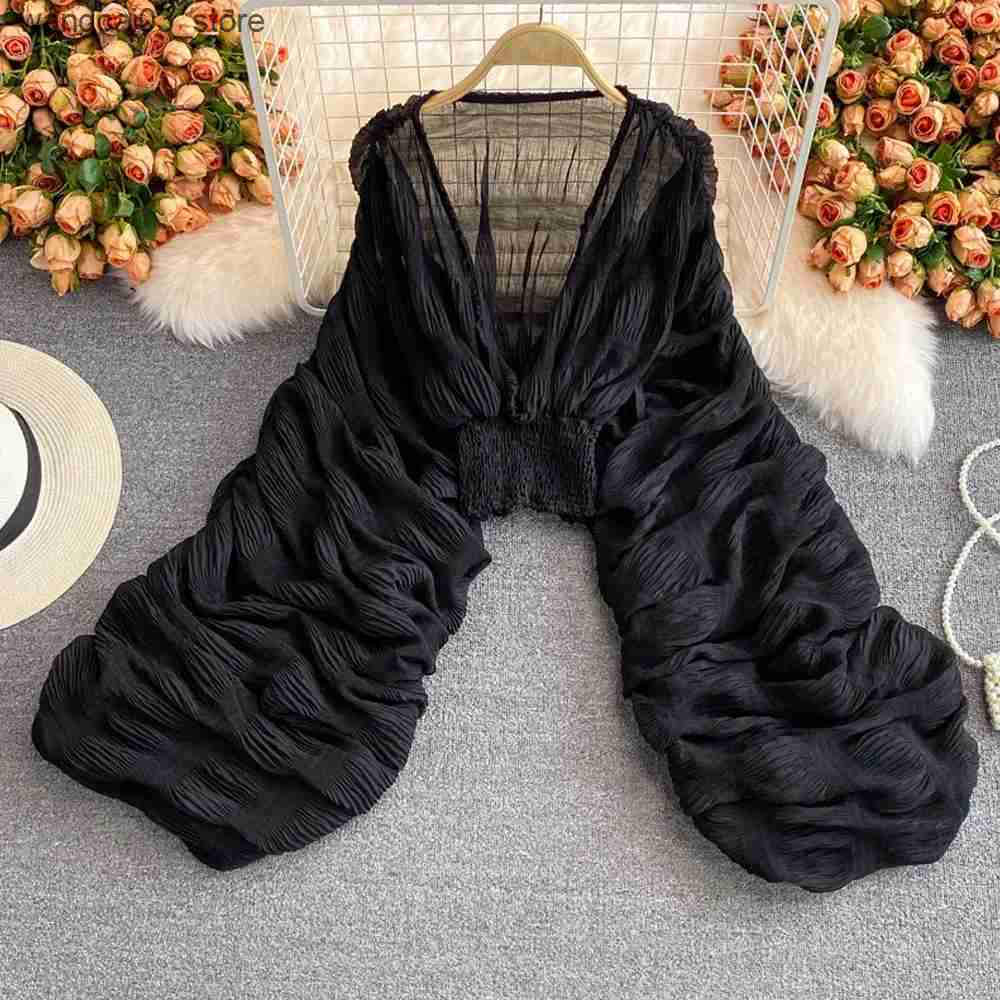 Maternity Dresses Maternity Photography Dress Chiffon Summer Photo Shooting Pleated Top Flare Sleeve See Through Pregnancy Outfit Women Clothing L2409