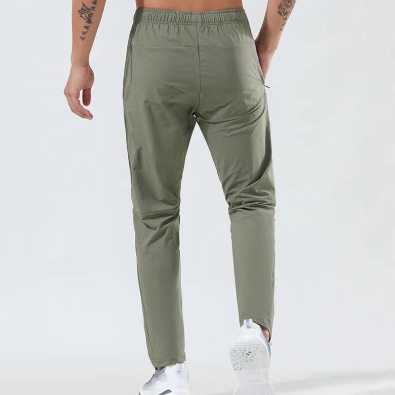 NEW Men Jogger Long Pants Sport Yoga Outfit Quick Dry Drawstring Gym Zipper Pockets Sweatpants Trousers Mens Casual Elastic Waist Fitness 2 Colors