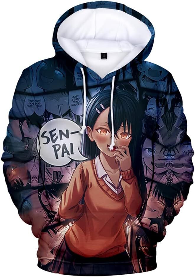 Hoodie for Mens Womens Dont Toy with Me Miss Nagatoro Hoodies Women Men 3D Prints Hooded Sweatshirt Long Sleeve Harajuku Anime Clothes Graphic