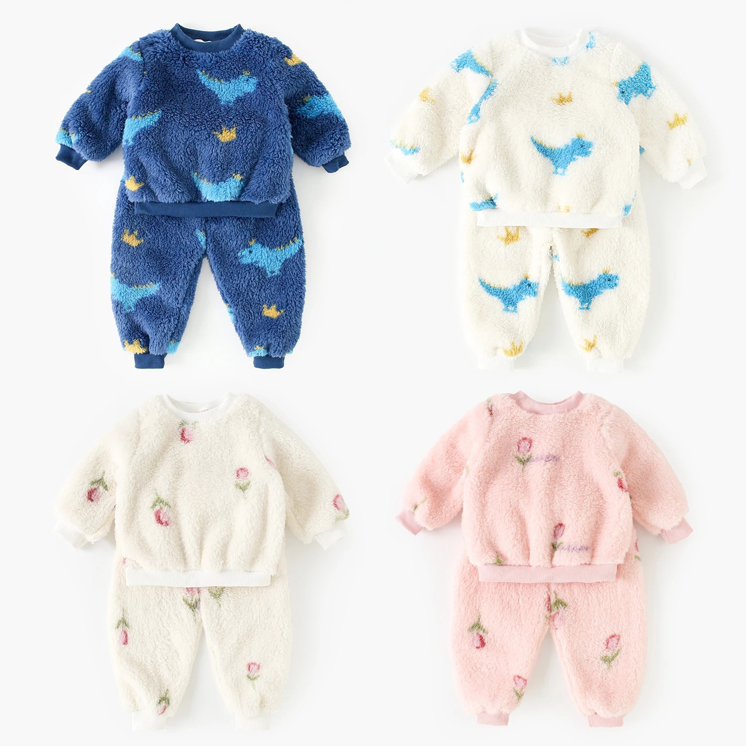 Sanlutoz Winter Childrens Clothing Set Warm Long Sleeve Baby Top2 Cute Wool Thickened Pants 241007