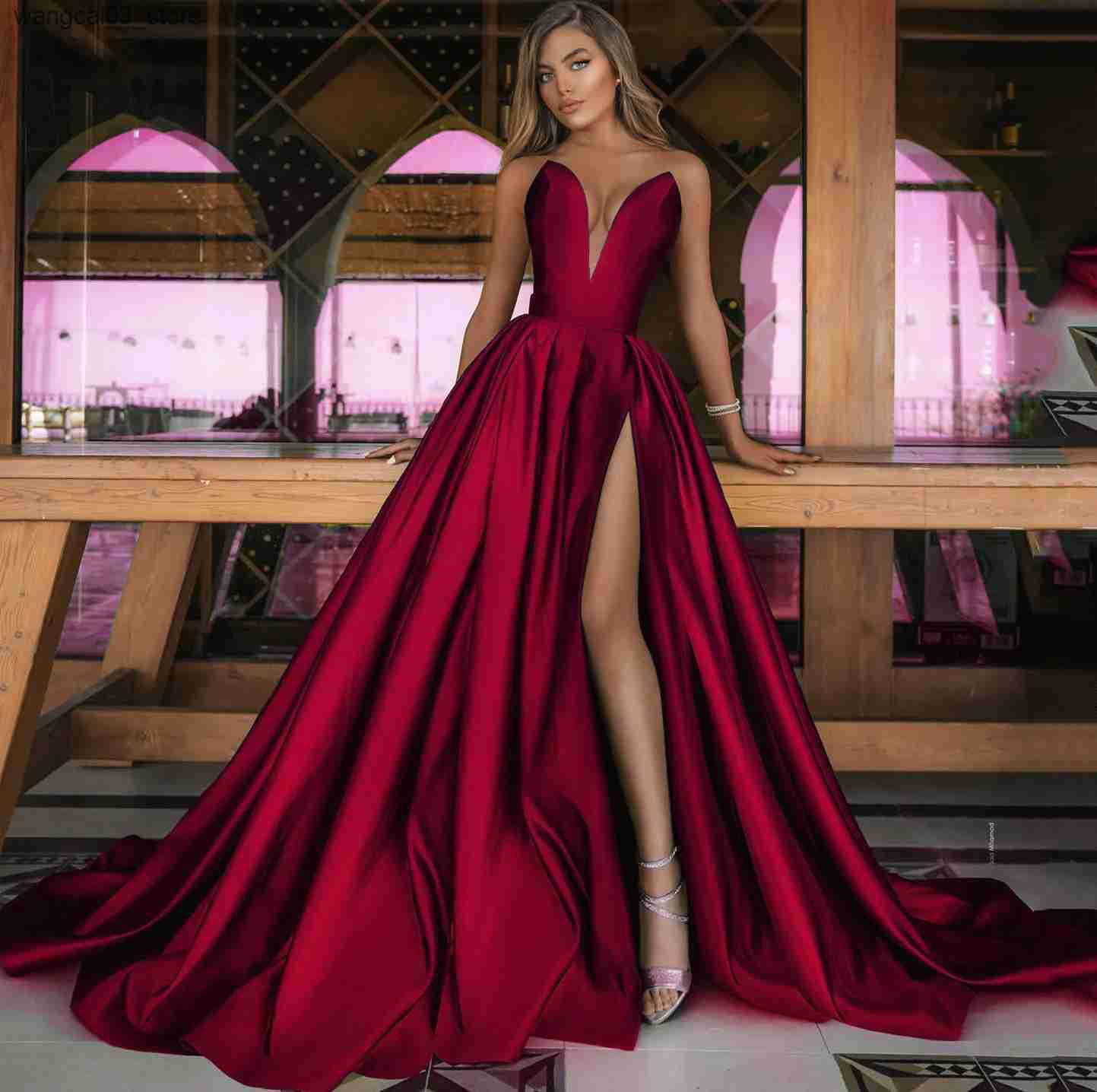 Maternity Dresses Elegant Shoulderless Maternity Dress Photography Props V Split Long Dress Pregnant Women Fancy Maternity Dress Sexy Long Dress P L24