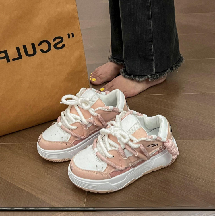 Men's and Women's Thick Soled College Style Lightweight Hong Kong Style Contrasting Casual Shoes