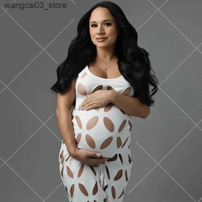 Maternity Dresses Fashion Hollow Out Maternity Photography Props Dress Sexy Slim Strap Dress Photo Shoot Dress For Women L240910