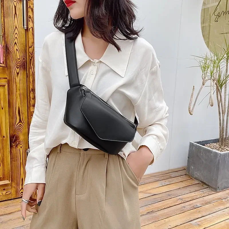 Womens casual waist bag leather shoulder bag travel chest bag womens Fanny bag waist belt wallet womens Bolsos Sac Banane 241008