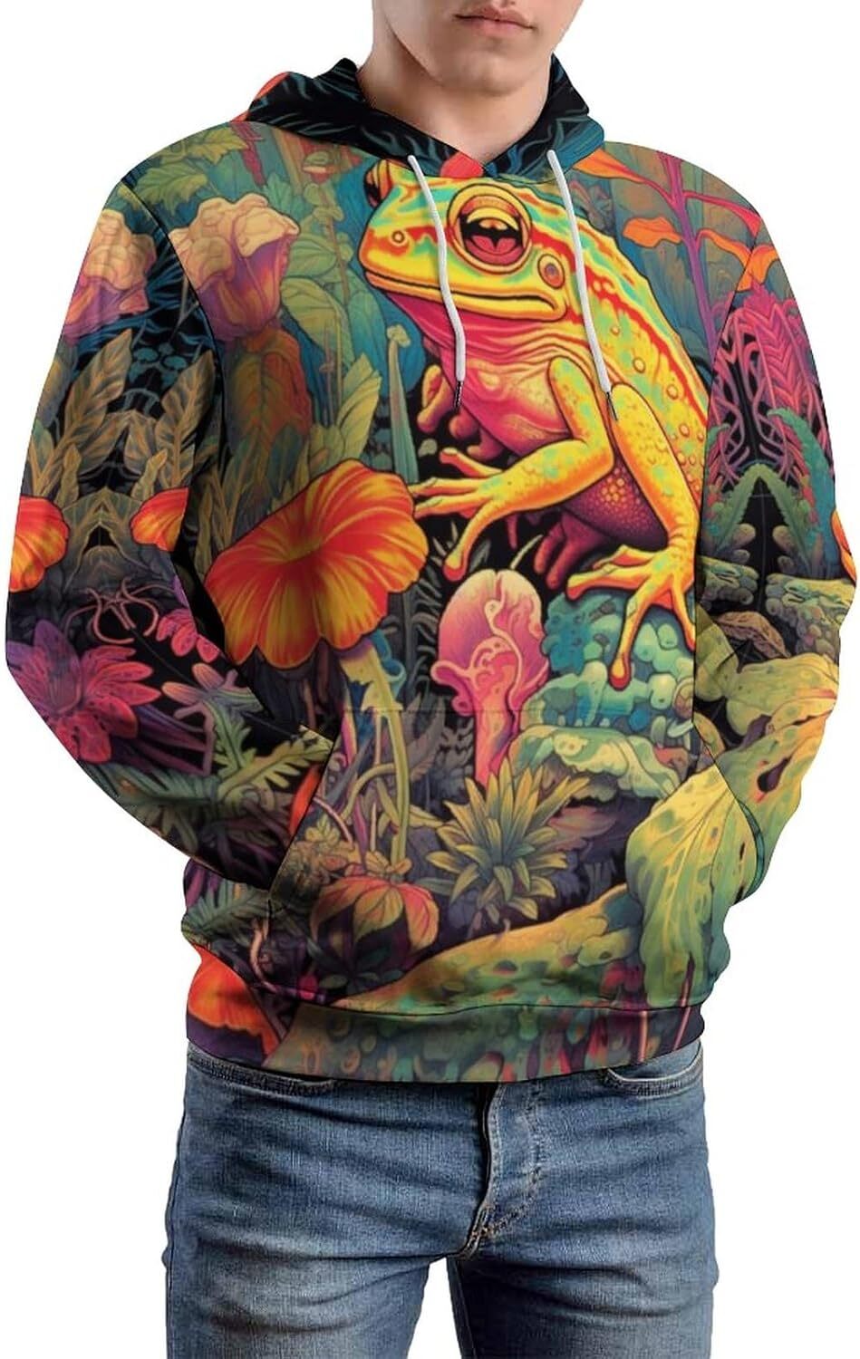 Hoodie for Mens Womens Frog Hoodie 3D Cartoon Frog Gift Sweatshirt Hippy Long Sleeve Autumn Winter Men Graphic Hoodies sweatshirt keep warm
