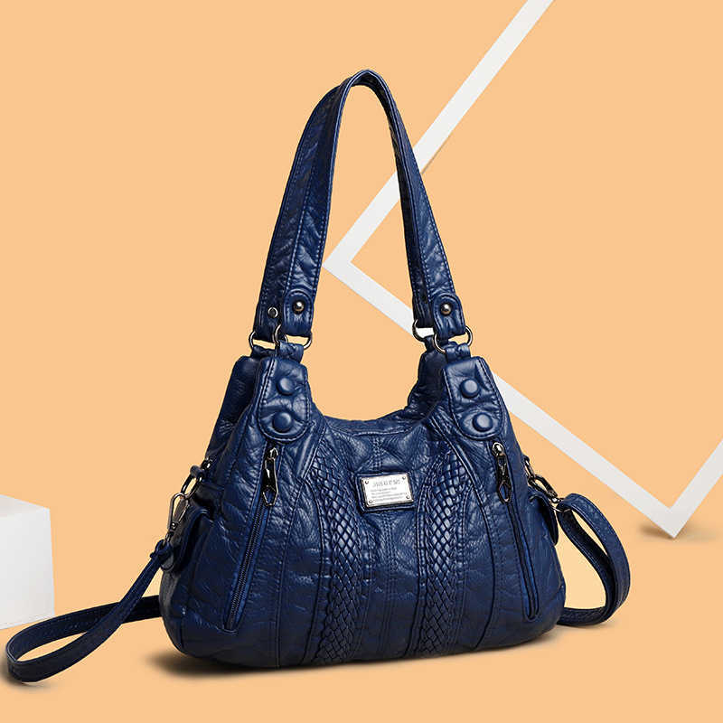 Bag women fashionable washed leather tote bag, large capacity versatile, middle-aged mother shoulder bag slung diagonally 241015