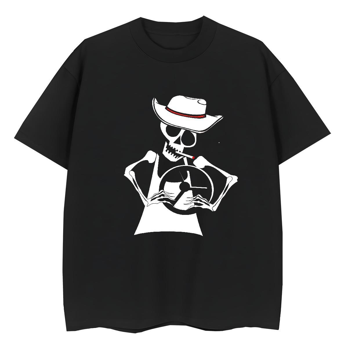Fashion Casual T shirt 230g 100% Cotton Short Sleeve O-Neck Street Wear skull Women Tees Lady DIY Logo Clothes