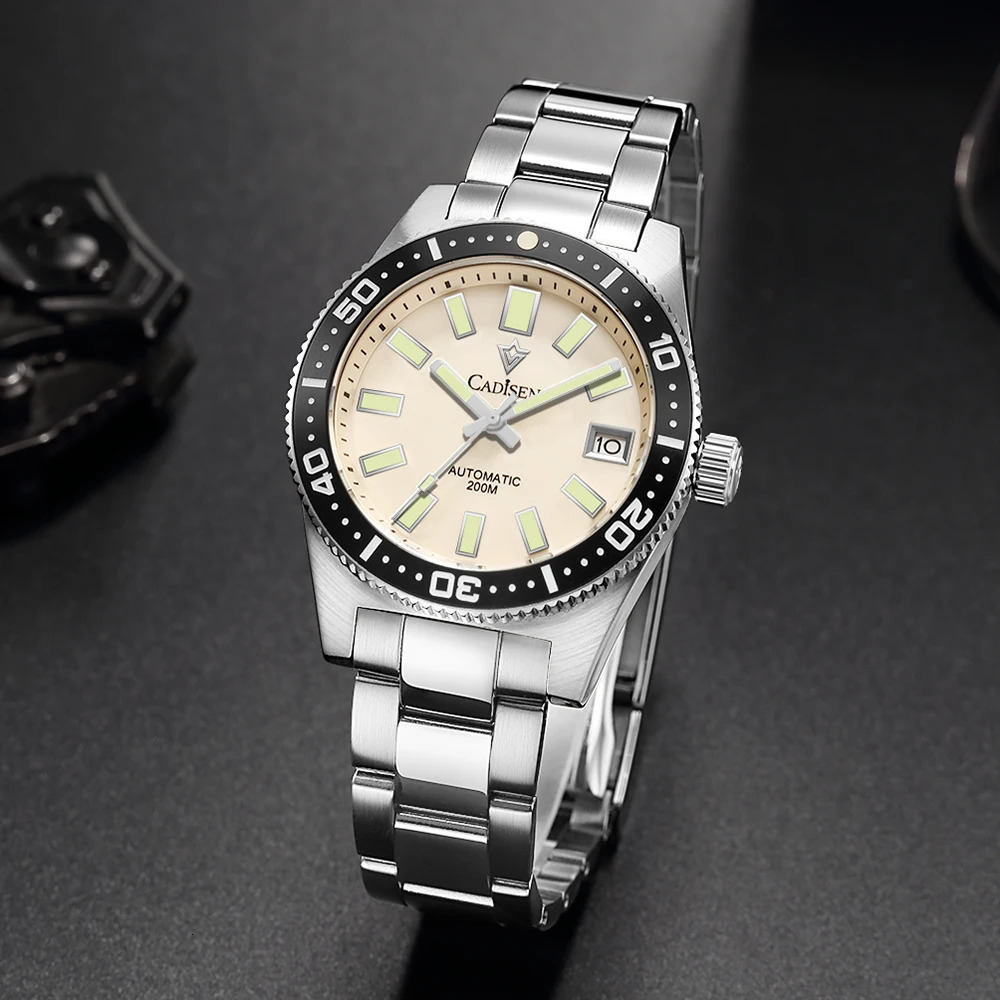 CADISEN 38mm Diving Mens Watch Japan NH35A Automatic Mechanical Sapphire Glass Date Light 200M Waterproof Watch for Men 241009