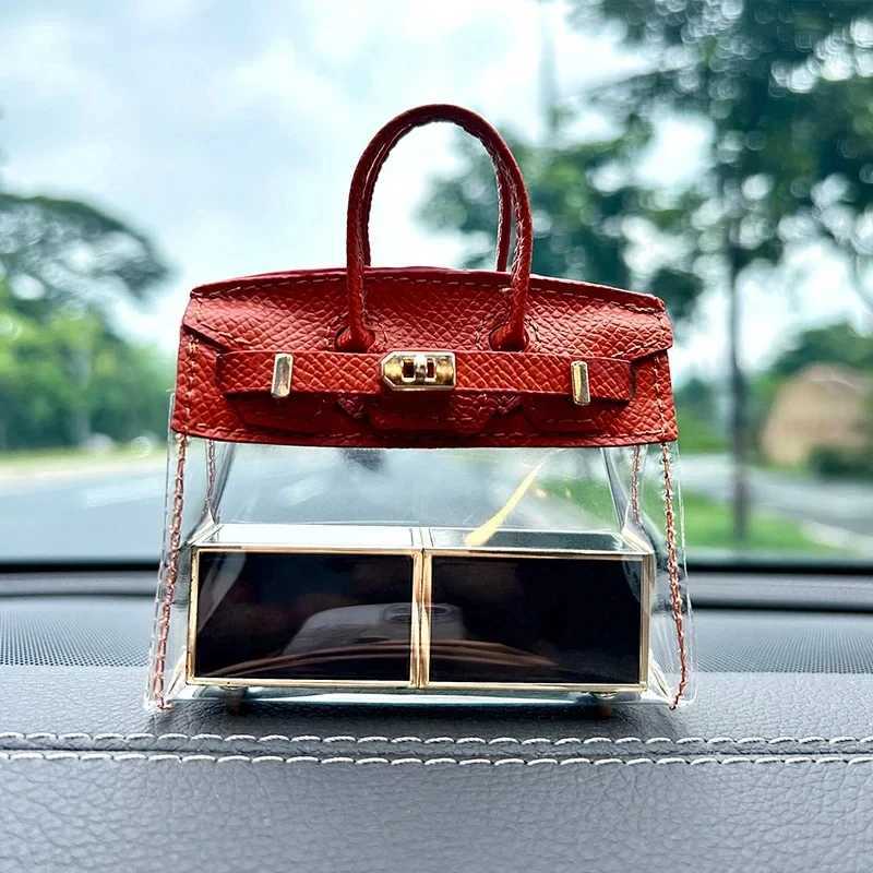 Keychains Lanyards Car key storage bag mini handbag transparent platinum key set perfume lipstick ear plug storage box wallet accessories J241010