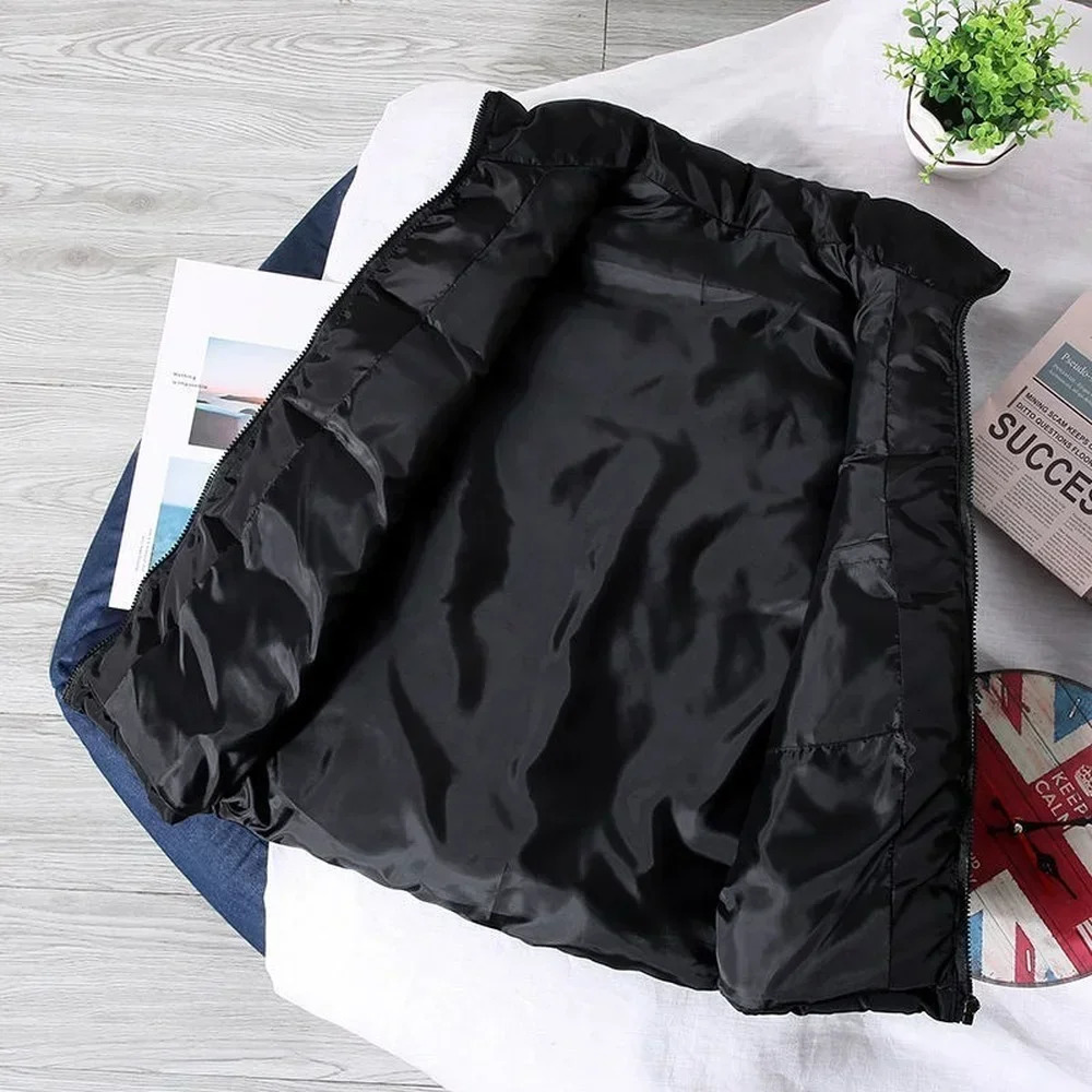 White Vest Jacket Men Slim Fit Stand Collar Sleeveless Puffer Jackets Spring Autumn Casual Waistcoat Men Warm Coat 2024 Trends 241011