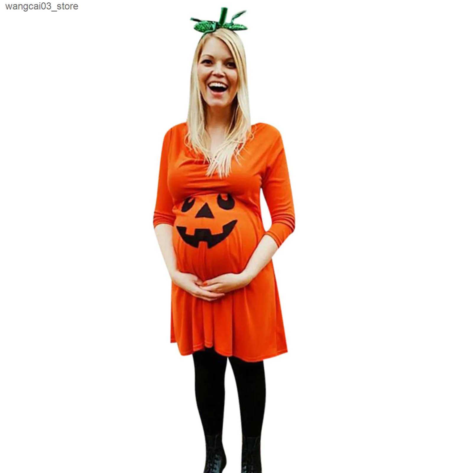 Maternity Dresses 2024 Halloween Women Mom Pregnancy Maternity Nursing New Cartoon Cute Pumpkin Fashion Long Sleeve Dresses Clothes L240910 L240910