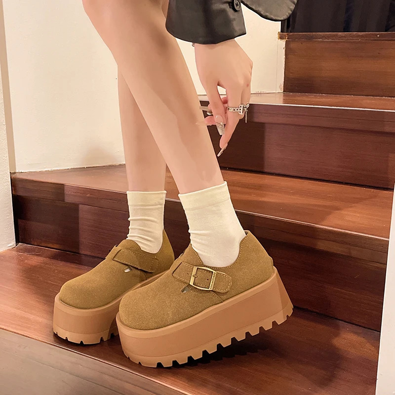 Winter Platform Apartment Womens Mary Jane Shoes Fashion Slide Comfortable Leisure Outdoor Lazy Shoes 241007