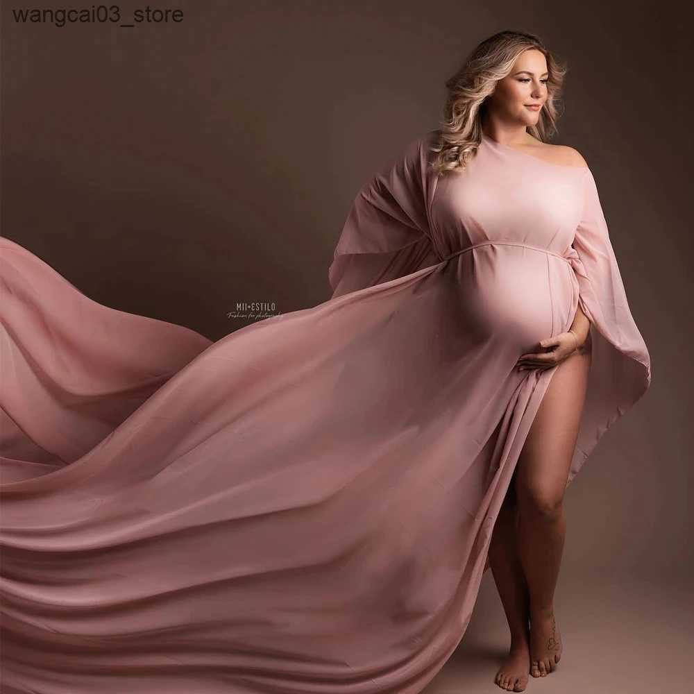Maternity Dresses Soft Chiffon Fabric Maternity Photography Props Satin Dress Transparent Tulle Cloak Pregnancy Woman Dresses For Photo Shooting L2409