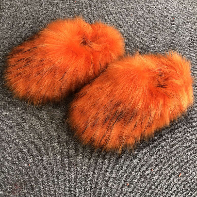 Women winter boots cotton shoes fuzzy raccoon women in autumn winter plush and warm faux fur slippers for home working shopping fashion winter boot bo