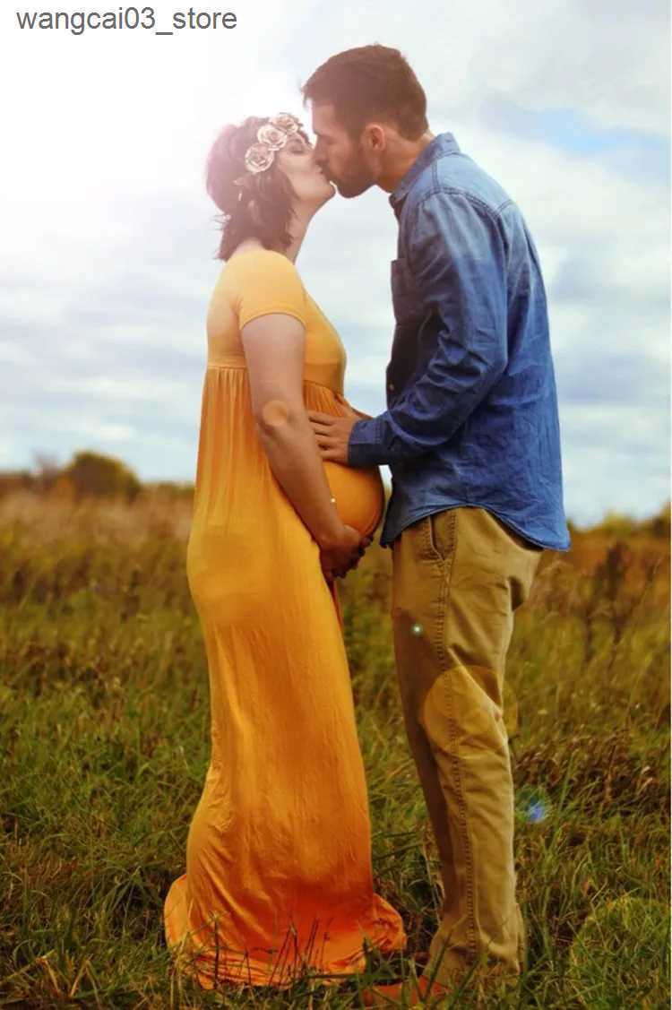 Maternity Dresses Maternity Photography Props Pregnancy Clothes Maxi Maternity photography Dress Cotton Maternity Dress For photography Props L240910