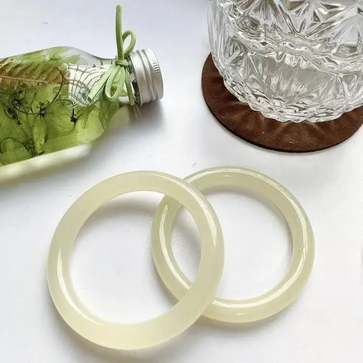 Ethnic style bracelet brings energy stone prayer peace jewelry classic blue and white jade bracelet round bar 241007