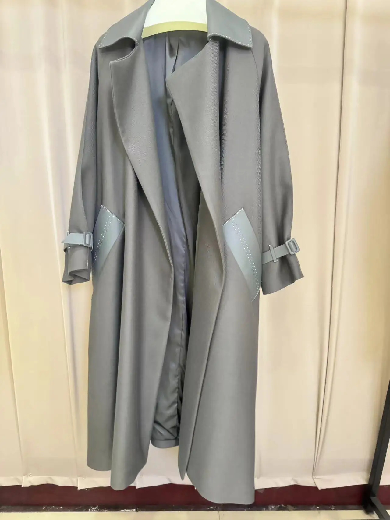 TRENDY loosefit wool blend atutumn and winter fashion beautiful overcoat cashmere coat with belt xlong woollen 240930