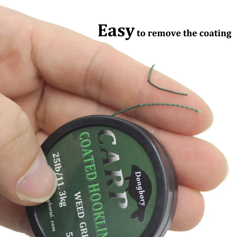 1PCS 5m Carp Fishing Line Hook Link Coated Hooklink Braid for Hair Rig 15IB 25IB 35IB Coarse Tackle 241007