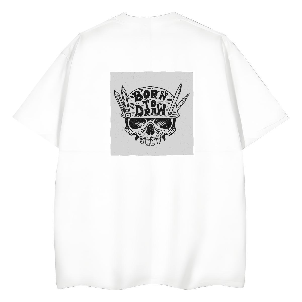 Fashion New T shirt 230g Cotton O Neck Short Sleeves Daily Wear skull Unisex Tshirts High quality Anime Oversized Tees