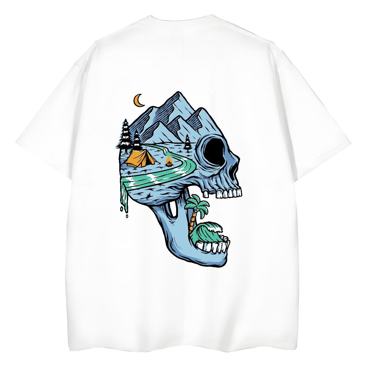 TOP Quality T-Shirts 230g Pure Cotton Crew Neck Sport skull Lady T shirt High quality Plus Size Custom Top Shirts