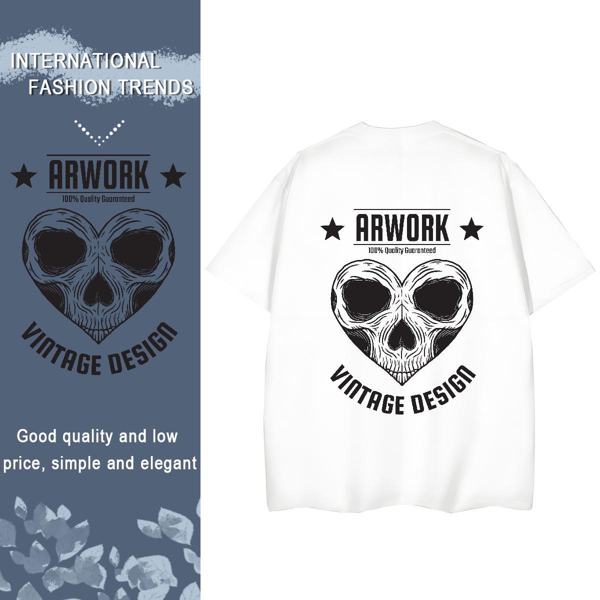 Fashion Casual T-Shirts 230g 100% Cotton Breathable Soft Sports Casual skull Couples T Shirts Wholesale Oversized Wear