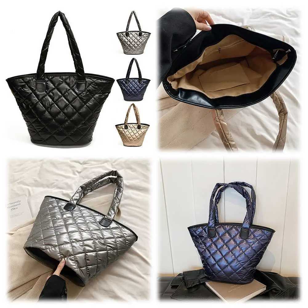 Puffer Tote Bag for Ladies with Inner Pocket Shoulder Solid Handbags Work Shopping Travel 241011