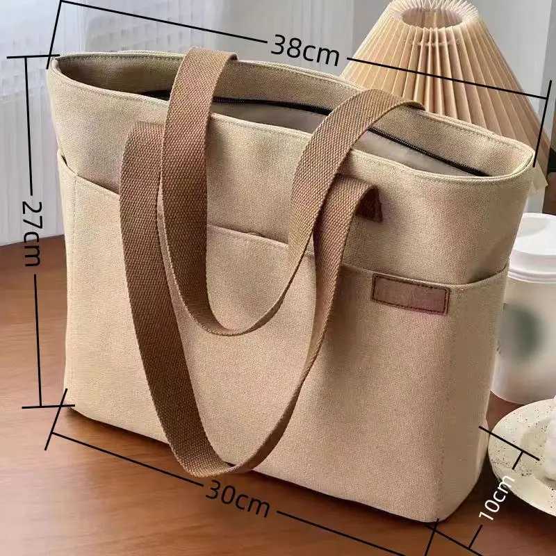 New canvas handbag for women large capacity shoulder bag student level commuting handbag womens casual handbag Y241011