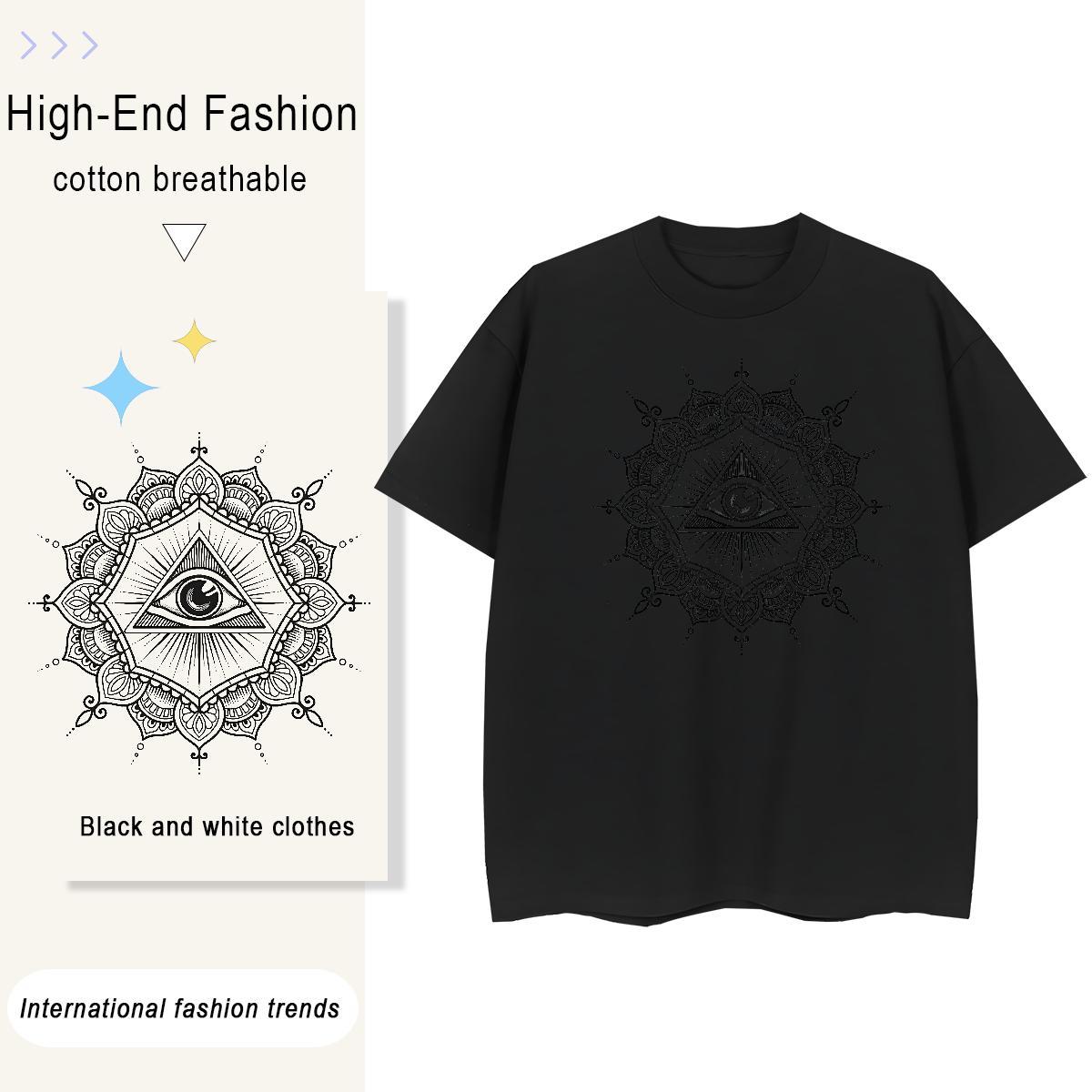 Fashion Women T Shirts 100% Cotton 230g Comfortable Hip Hop eye of the devil Womens Tshirts 5A DIY Printed Polos