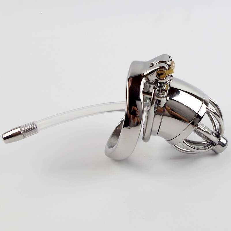 Stainless Steel Anti-separtion Chastity Lock with Urethral Sounds Catheter Stimulate Cock Cage Penis Ring Sm Sex Toy for Man Gay