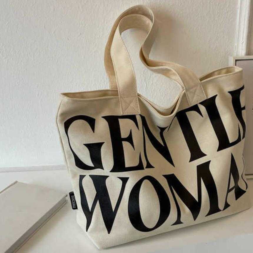 Fashion Canvas Bags Gentle Woman Tot Mommy Bag Letter Printed Designer Bag Simple Shoulder Trendy Large Capacity Shopping Bags