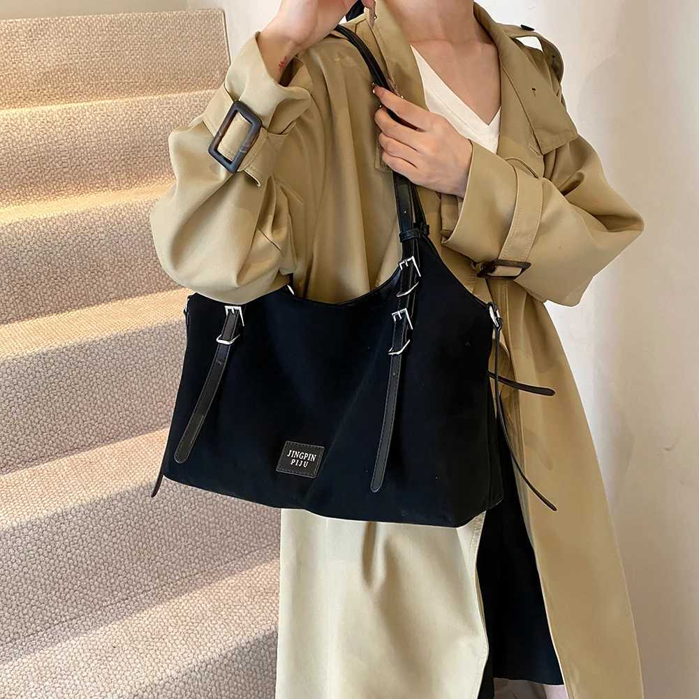 Ladies Suede Shoulder Bag with Adjustable Strap Underarm Large Capacity Top Handle Solid Satchel for Work Travel 241011