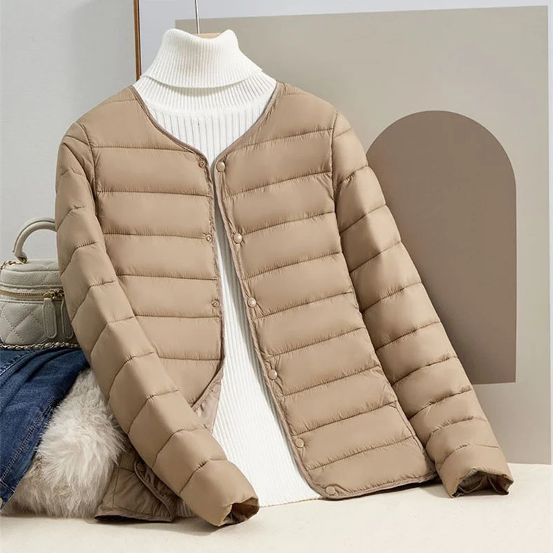 Fashion Lightweight Down Cotton Jacket Female Spring Autumn Coat Tops 2024 Short Women Jackets Slim Warmth Outerwear 241009