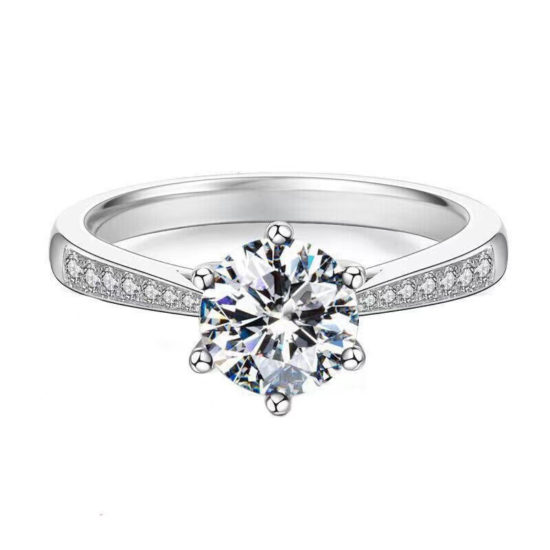 Free shipping S sier moissanite ring for women ic six claw love heart clover designer rings jewelry wholesale size ustable Free shipping