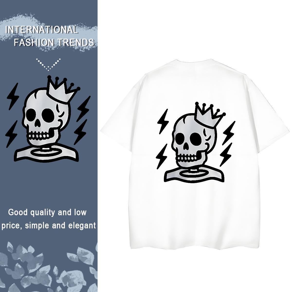 Fashion T-Shirts for Women 230g Pure Cotton Short Sleeve O-Neck Daily Wear crown Women Tshirts Lady Cartoon Anime Tee Shirt