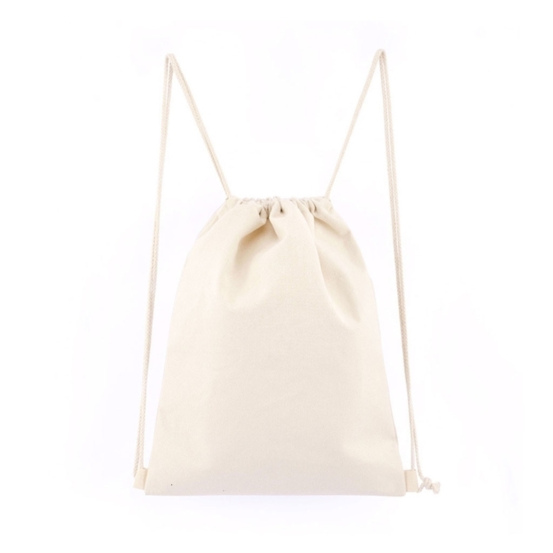 Simple Drawstring Backpack String Bag Sports Gym Sack for Men Women Breathable Cotton Canvas 240925