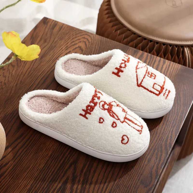 Womens Plush Slippers European American Idol Harrys House Cotton Slippers 2024 Winter New Warm Home Couple Shoes Indoor Shoes Z241011