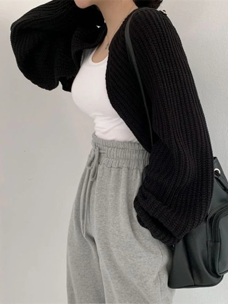 Colorfaith SWC1653 2023 Chic Korean Fashion Short Cardigans Knitted Poncho Women Summer Elegant Vintage Minimalist Lady Tops 241007