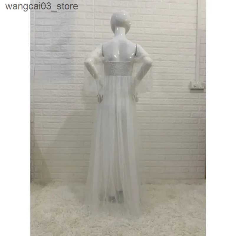Maternity Dresses Maternity Photography Props Dress Dense Pearl White Yarn Maternity Photography Clothing Babyshower Gown Photo Shoot Pregnant L240910